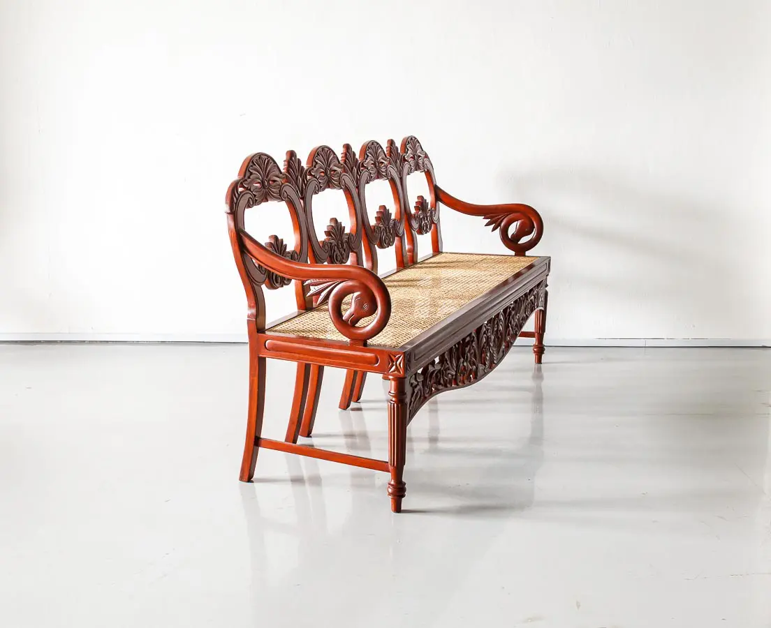 Antique Bench -Portuguese Colonial Mahogany Settee -The Past perfect Collection - Singapore