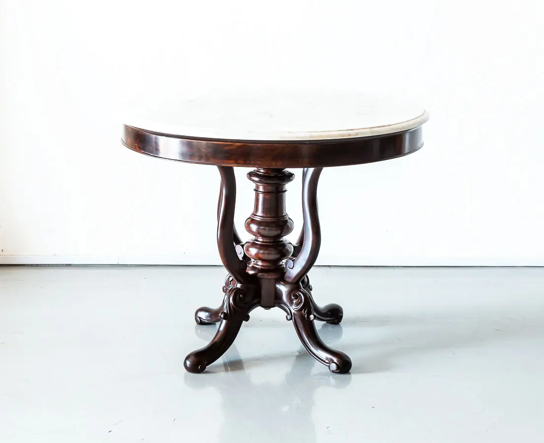 Antique Tables - British Colonial Marble Top Side Table - The Past Perfect Collection - Singapore