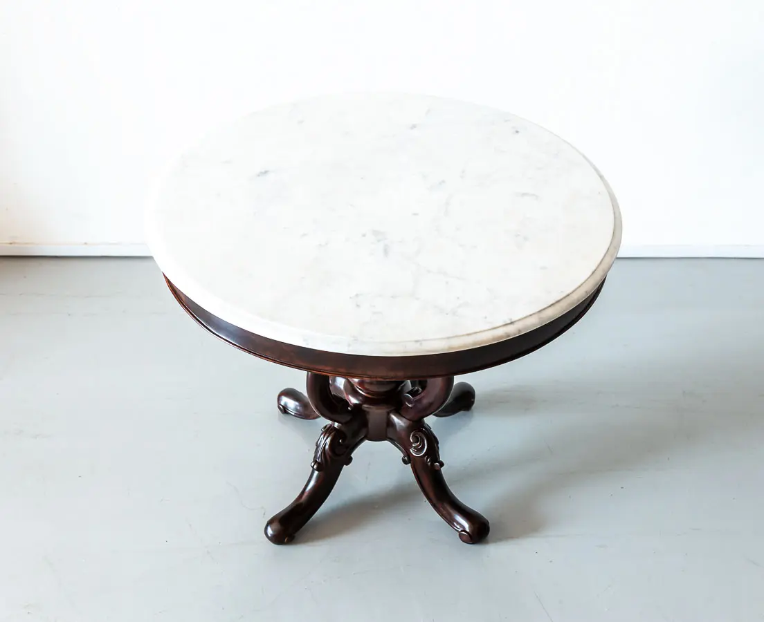 Antique Tables - British Colonial Marble Top Side Table - The Past Perfect Collection - Singapore