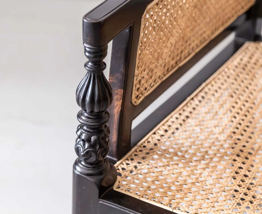 Antique Chairs - Pair of British Colonial Ebony Enclosed Armchairs - The Past Perfect Collection - Singapore
