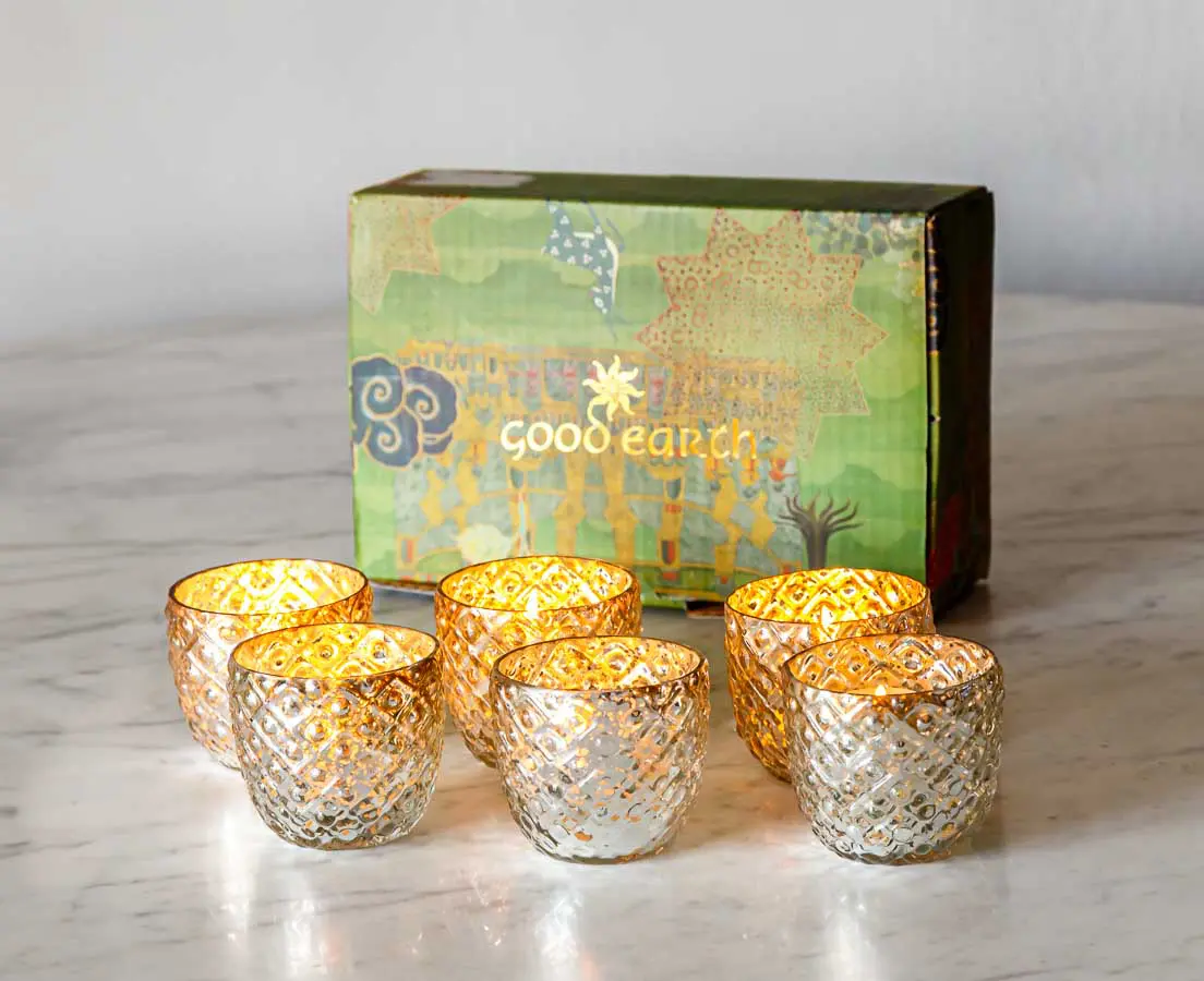 Silvered Glass Candle Holders - Good Earth - The Past Perfect Collection - Singapore