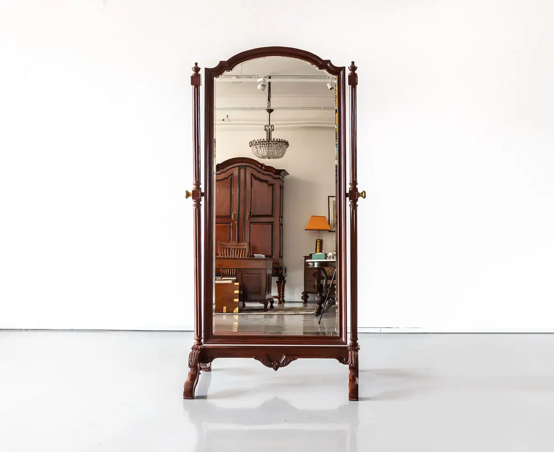 Antique Mirrors - British Colonial Rosewood Cheval Mirror - The Past Perfect Collection - Singapore