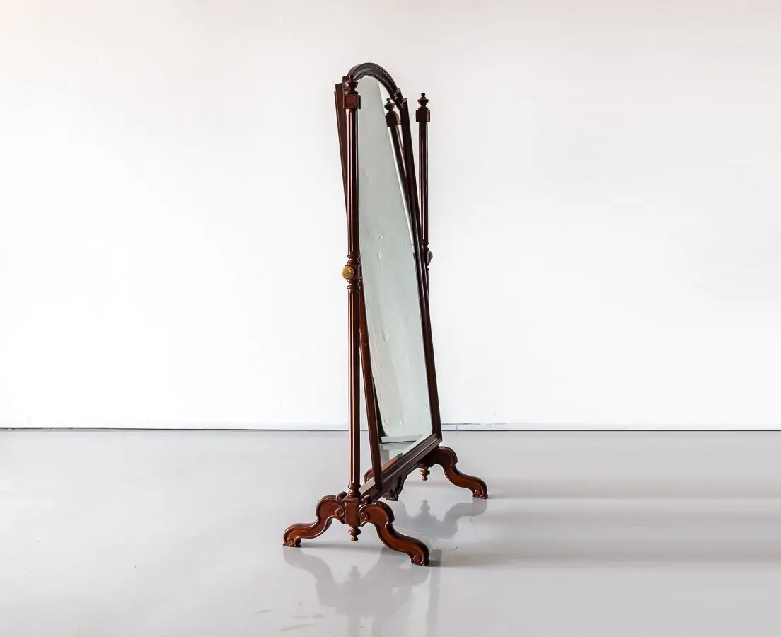 Antique Mirrors - British Colonial Rosewood Cheval Mirror - The Past Perfect Collection - Singapore