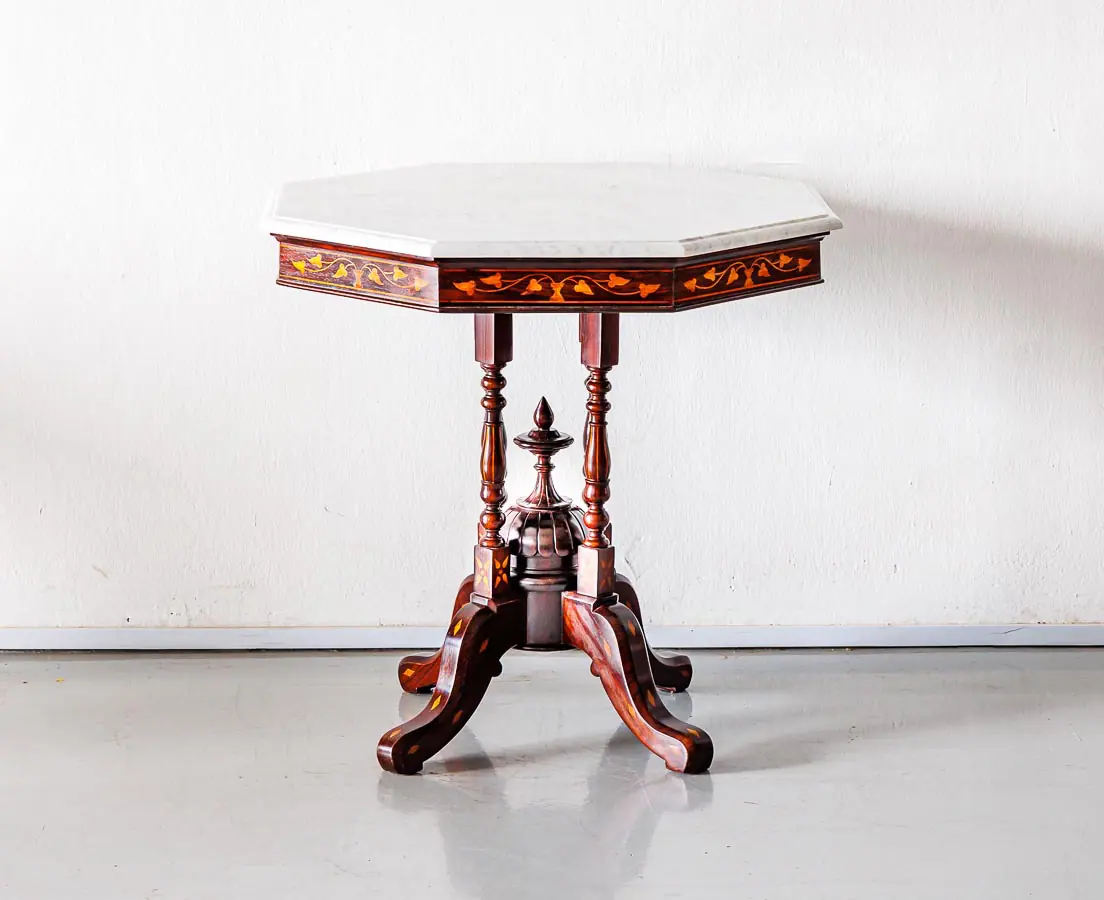 Antique Tables - Portuguese Colonial Inlaid Marble Top Table - The Past Perfect Collection - Singapore