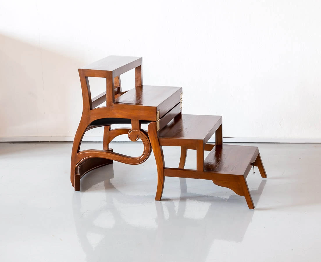 Anglo-Indian Teakwood Library Ladder Chair l The Past Perfect Collection l Singapore