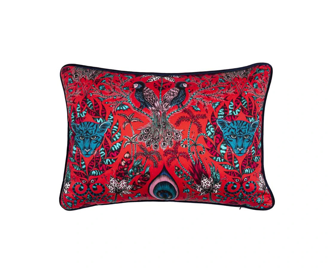 Luxury Cushions - Amazon Red Jaguar Designer Cushion - The Past Perfect Collection - Singapore