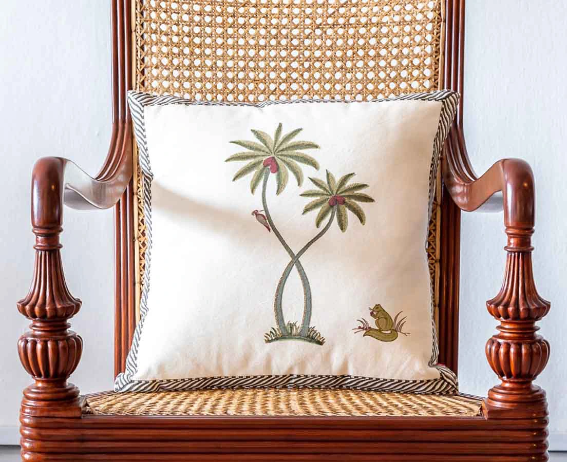 Periyar Twin Palm Cotton Cushion Good Earth l The Past Perfect Collection l Singapore