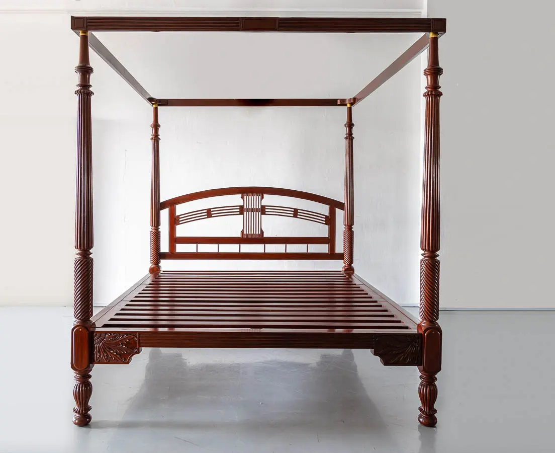 Antique Beds - British Colonial Mahogany Four Poster Bed - The Past Perfect Collection Singapore