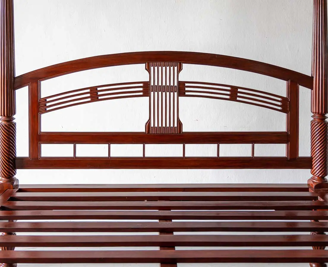 Antique Beds - British Colonial Mahogany Four Poster Bed - The Past Perfect Collection Singapore
