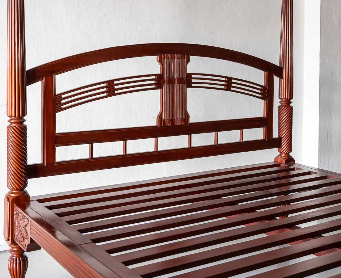 Antique Beds - British Colonial Mahogany Four Poster Bed - The Past Perfect Collection Singapore