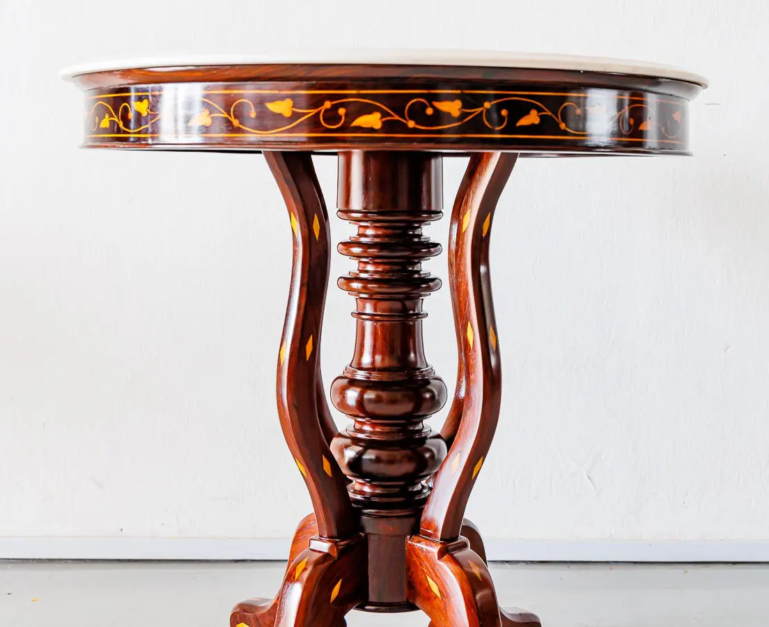Antique Side Tables - Portuguese Colonial Rosewood Side Table with Inlay - The Past Perfect Collection - Singapore