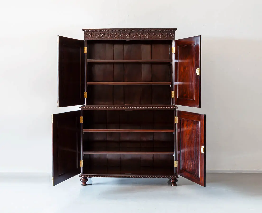 Antique Cupboards - British Colonial 4 Doors Sunburst Cupboard - The Past Perfect Collection - Singapore