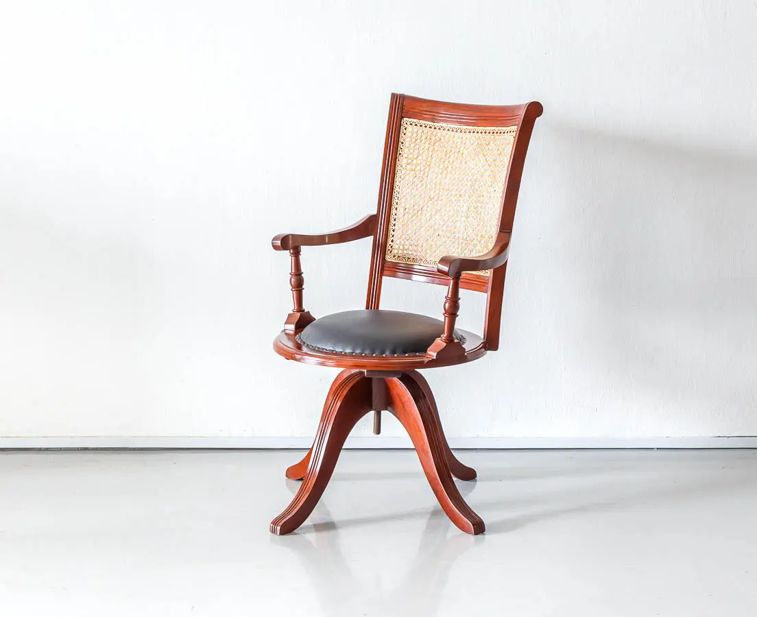 British Colonial Mahogany Desk Chair - The Past Perfect Collection - Singapore