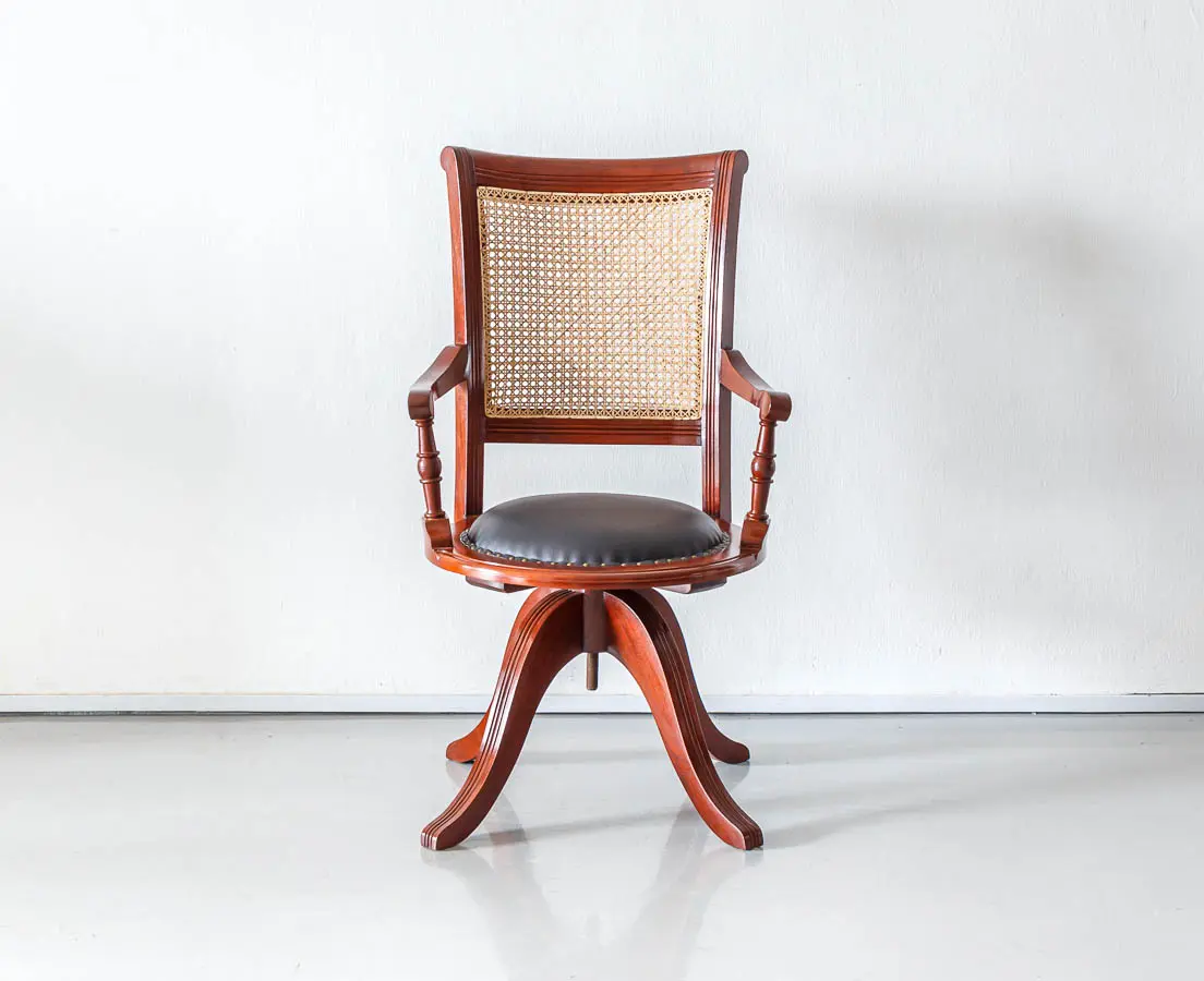 British Colonial Mahogany Desk Chair - The Past Perfect Collection - Singapore