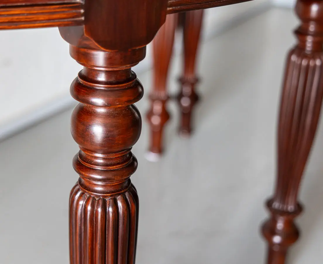 British Colonial Mahogany Half Moon Console Tables - The Past Perfect Collection - Singapore