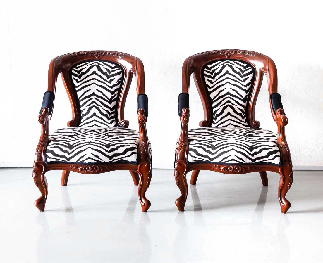 CHA-241 1L Pair of British Colonial Mahogany Armchairs l The Past Perfect Collection l Singapore