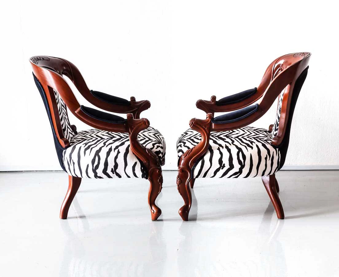 CHA-241 3L Pair of British Colonial Mahogany Armchairs l The Past Perfect Collection l Singapore