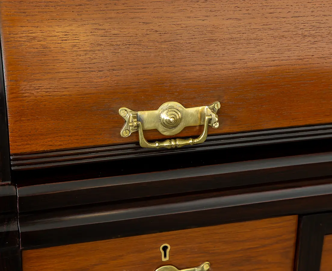 Teakwood and Rosewood Cylinder Desk