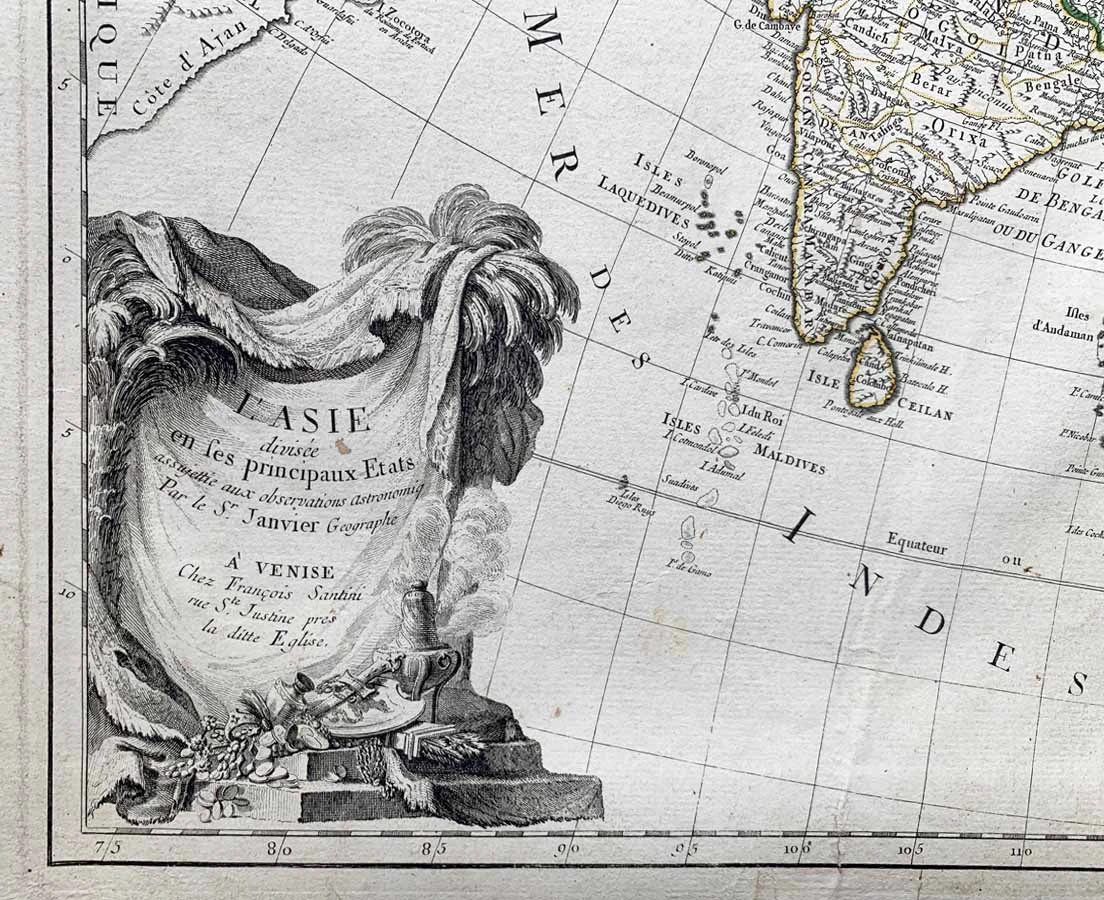 MAP-122 4L Antique Map Asia l Copper Engraving l Janvier 1782 l The Past Perfect Collection l Singapore