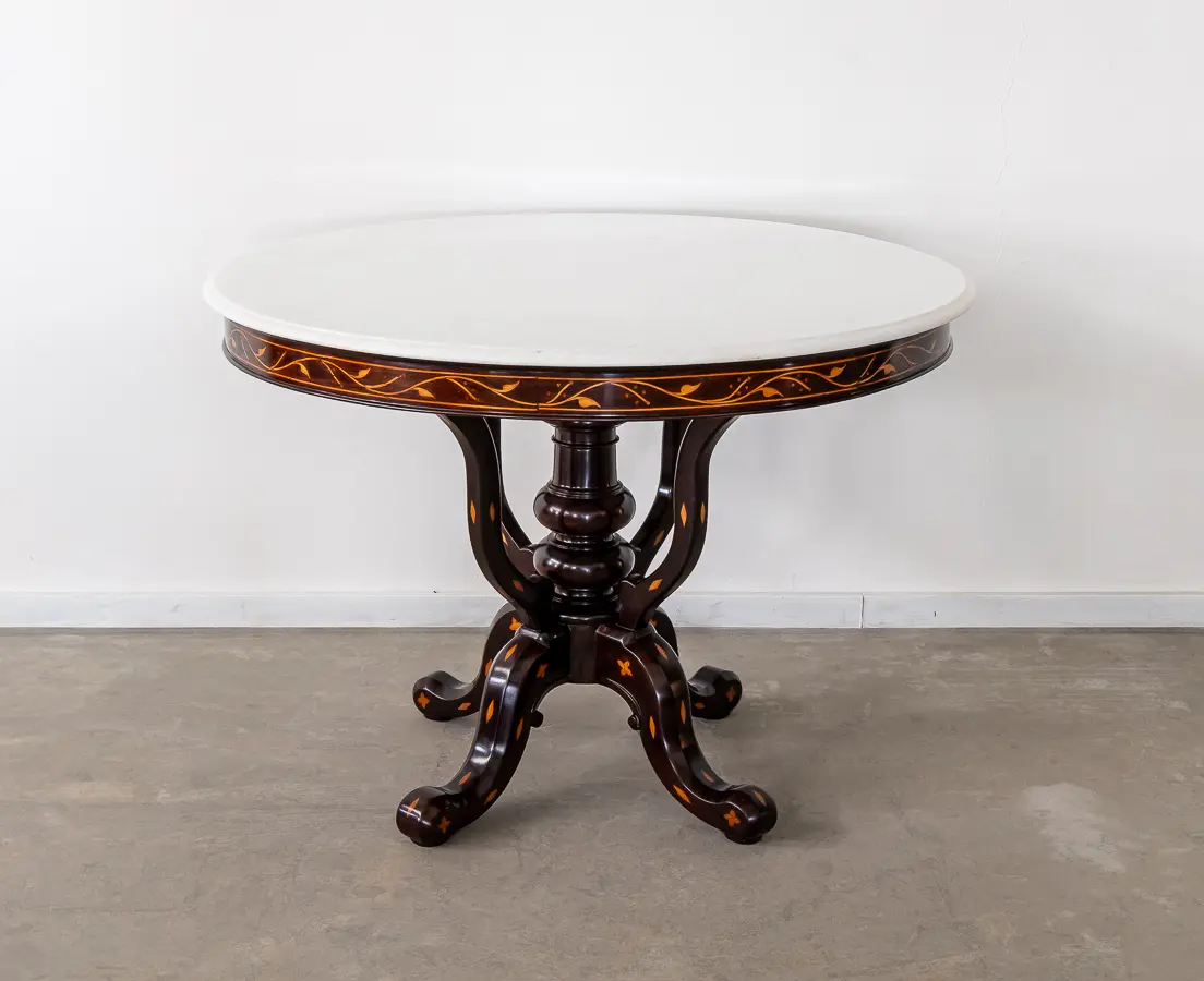 Rosewood Round Table with Cedar Inlay