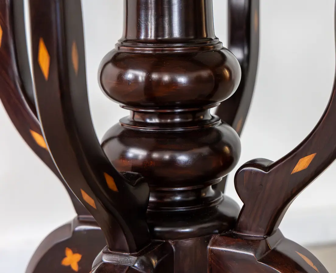 Rosewood Round Table with Cedar Inlay