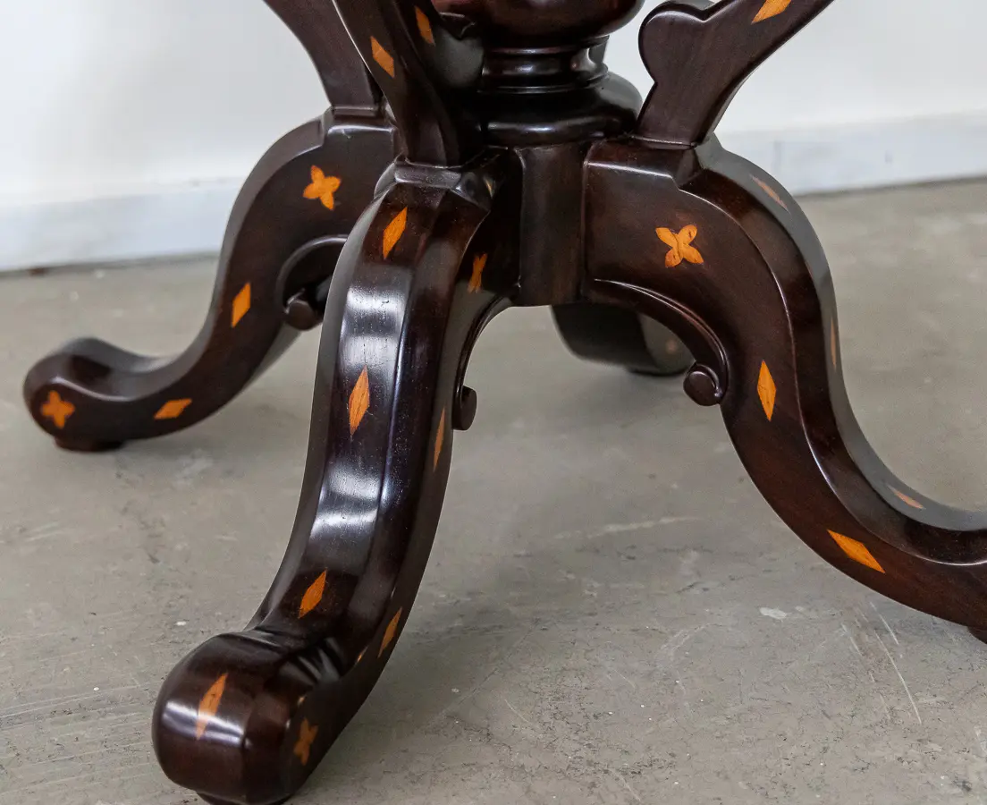 Rosewood Round Table with Cedar Inlay