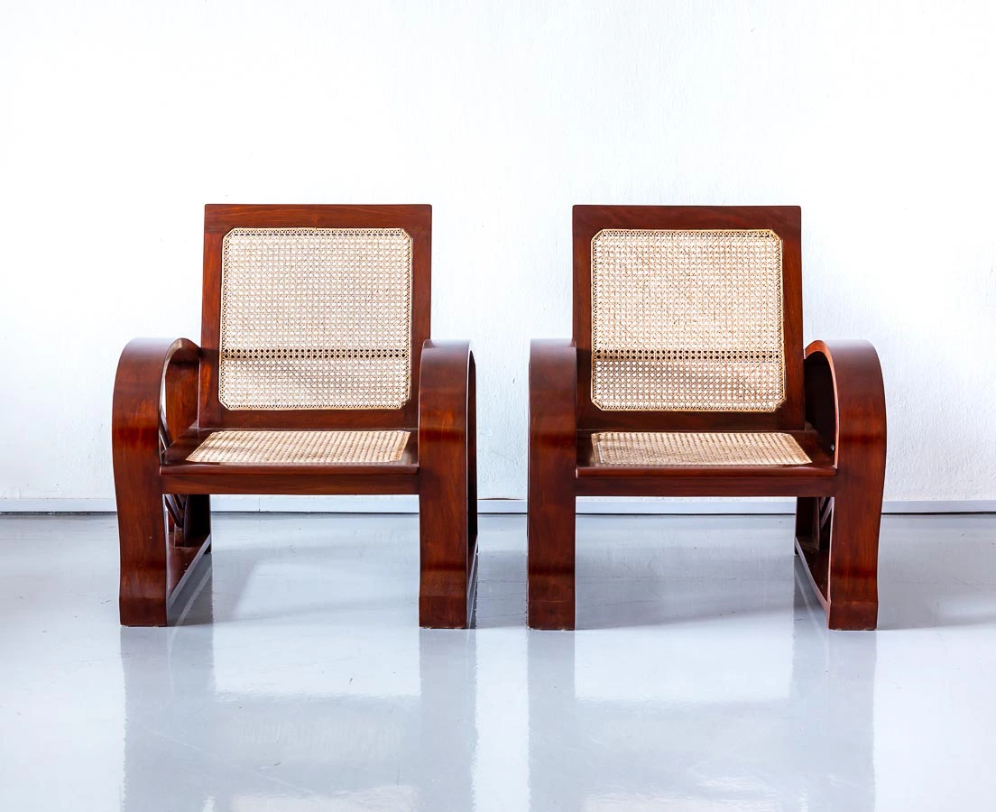 Pair of Walnut Art Deco Chairs l The Past Perfect Collection l Singapore