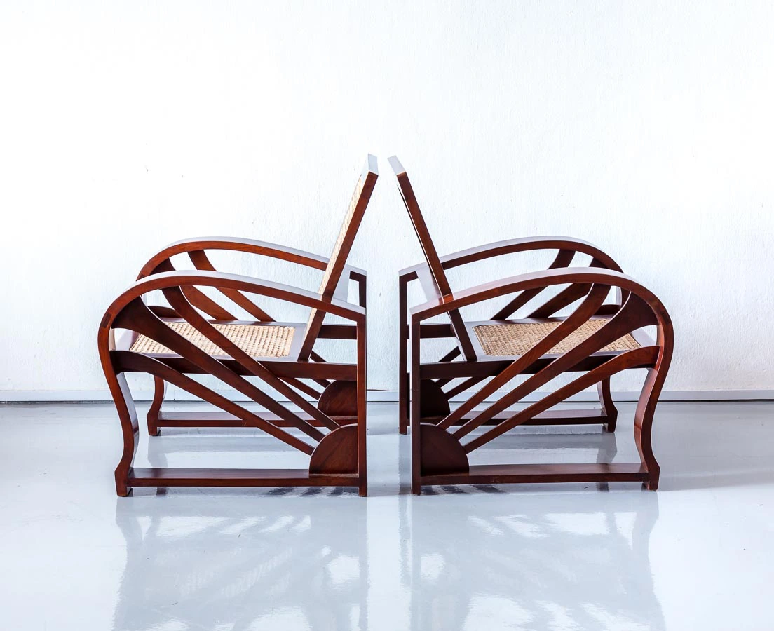 Pair of Walnut Art Deco Chairs l The Past Perfect Collection l Singapore