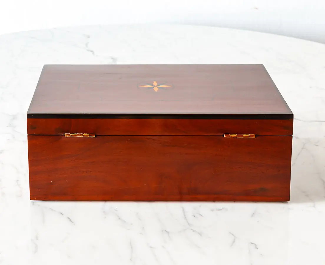 Antique Boxes - Ebony inlaid Mahogany Box - The Past Perfect Collection - Singapore