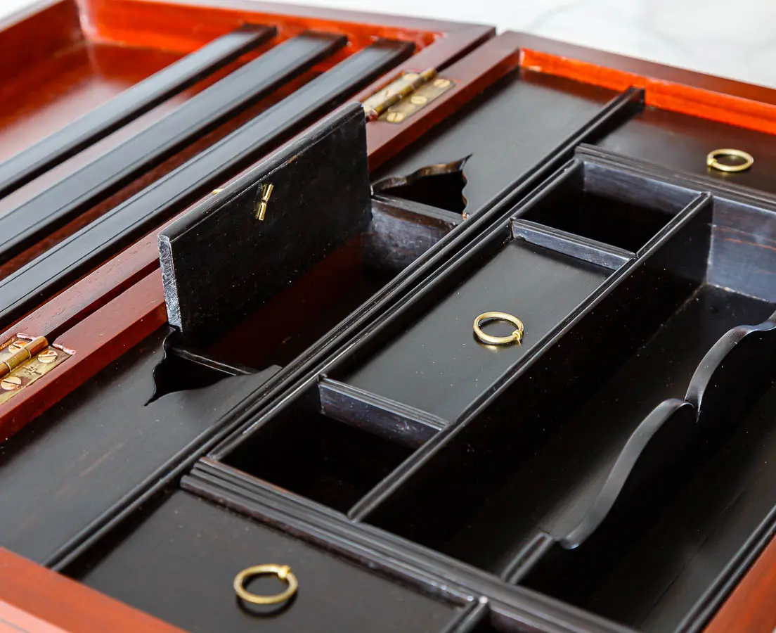 Antique Boxes - Ebony inlaid Mahogany Box - The Past Perfect Collection - Singapore