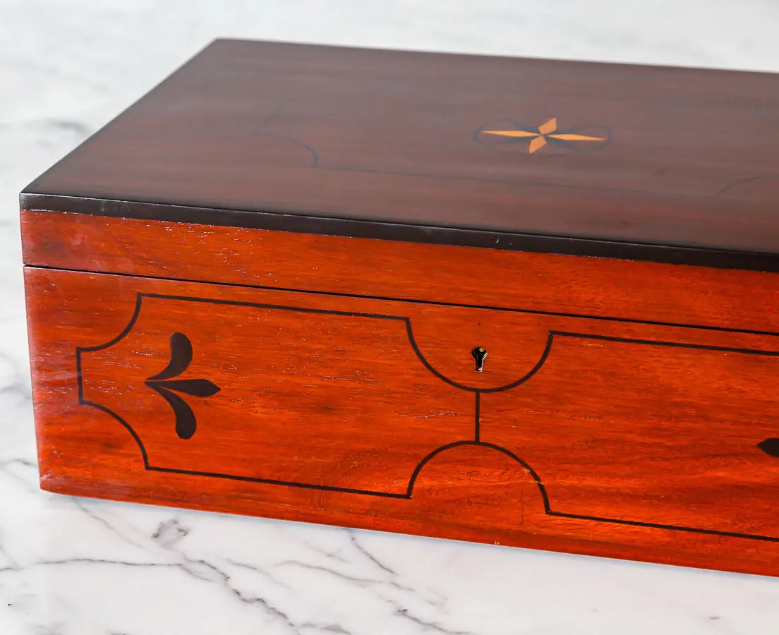 Antique Boxes - Ebony inlaid Mahogany Box - The Past Perfect Collection - Singapore