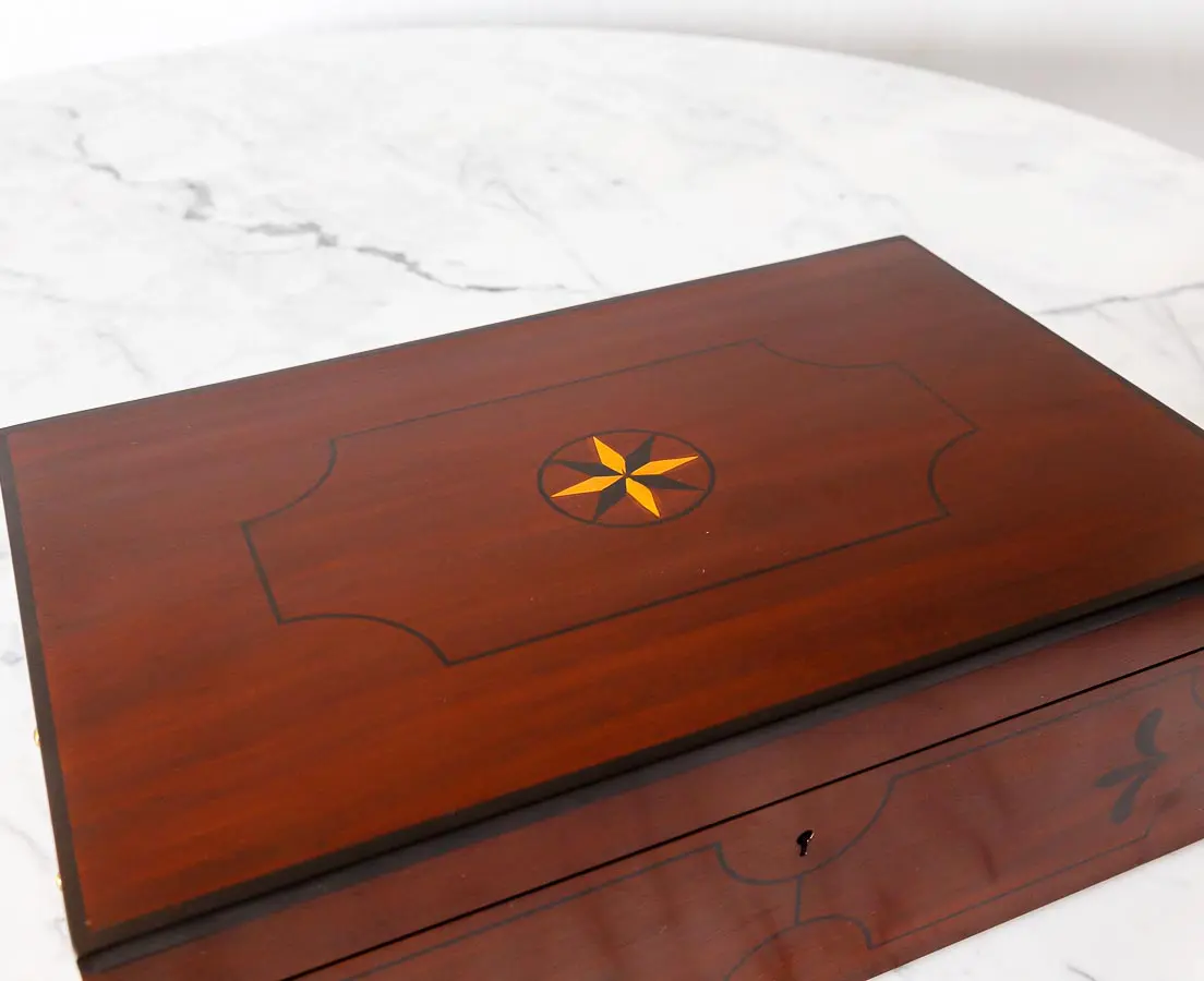 Antique Boxes - Ebony inlaid Mahogany Box - The Past Perfect Collection - Singapore