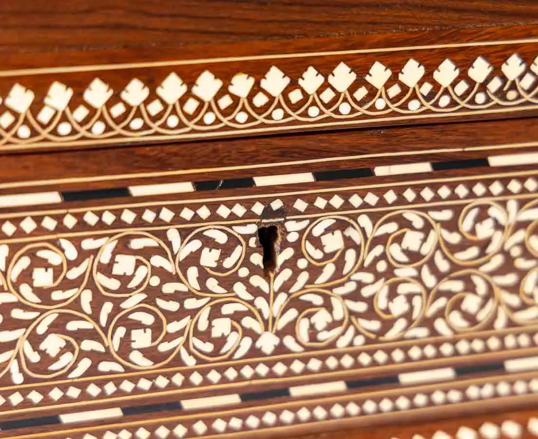 Antique British Colonial Box with Inlay - The Past Perfect Collection - Singapore