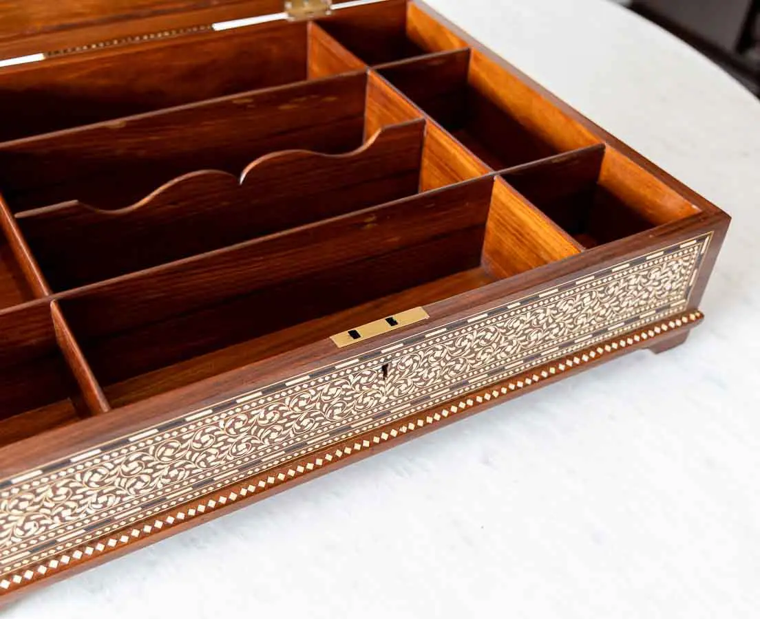 Antique British Colonial Box with Inlay - The Past Perfect Collection - Singapore