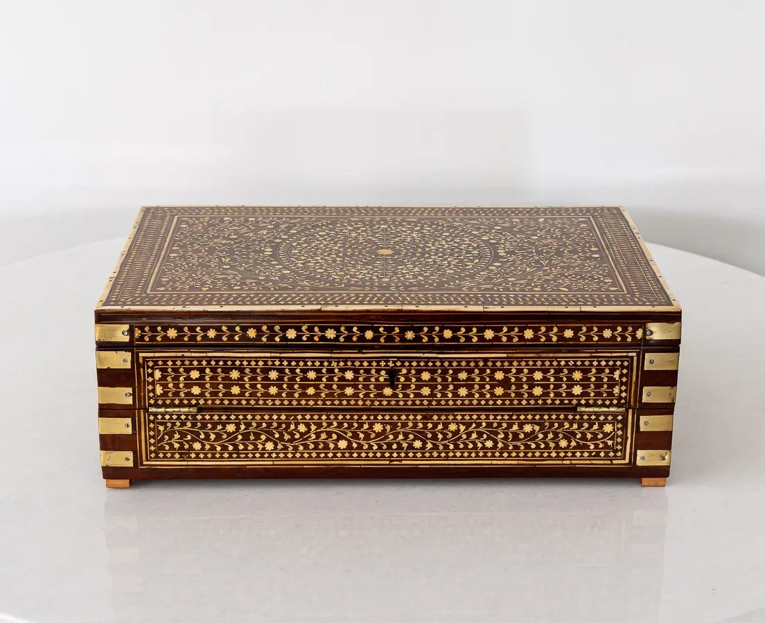 Rosewood Writing Box with Ivory Inlay