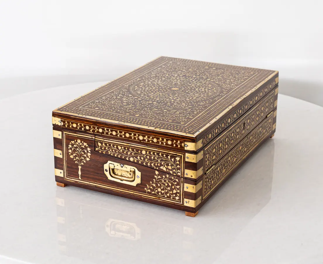 Rosewood Writing Box with Ivory Inlay