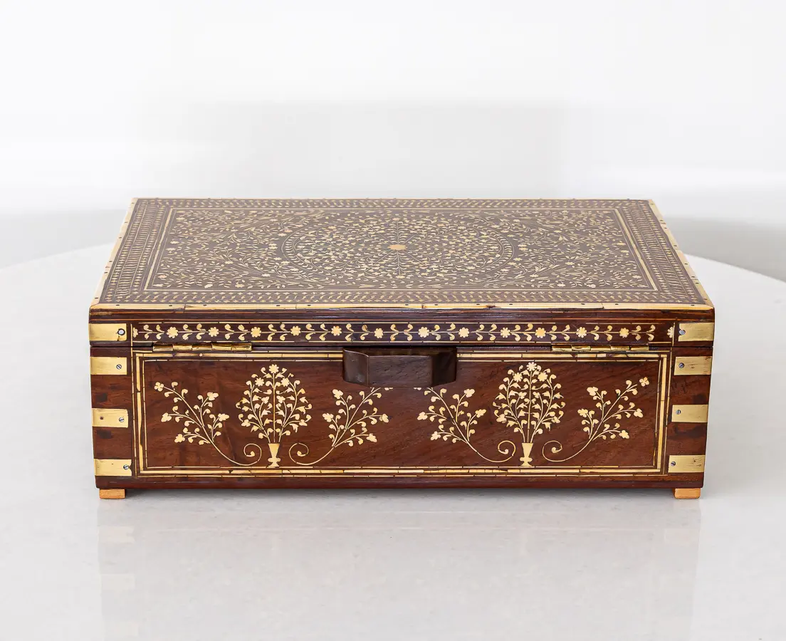 Rosewood Writing Box with Ivory Inlay