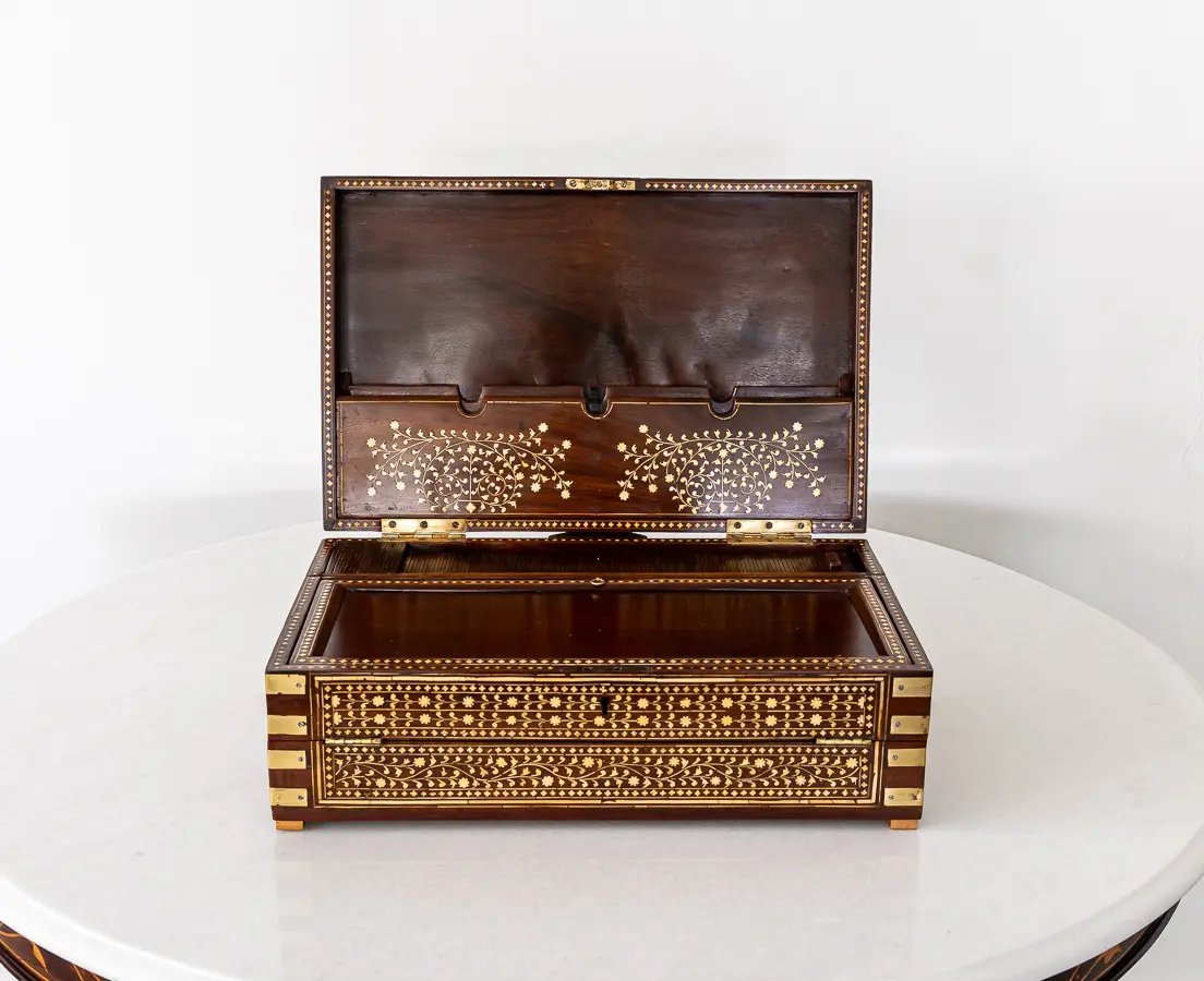 Rosewood Writing Box with Ivory Inlay