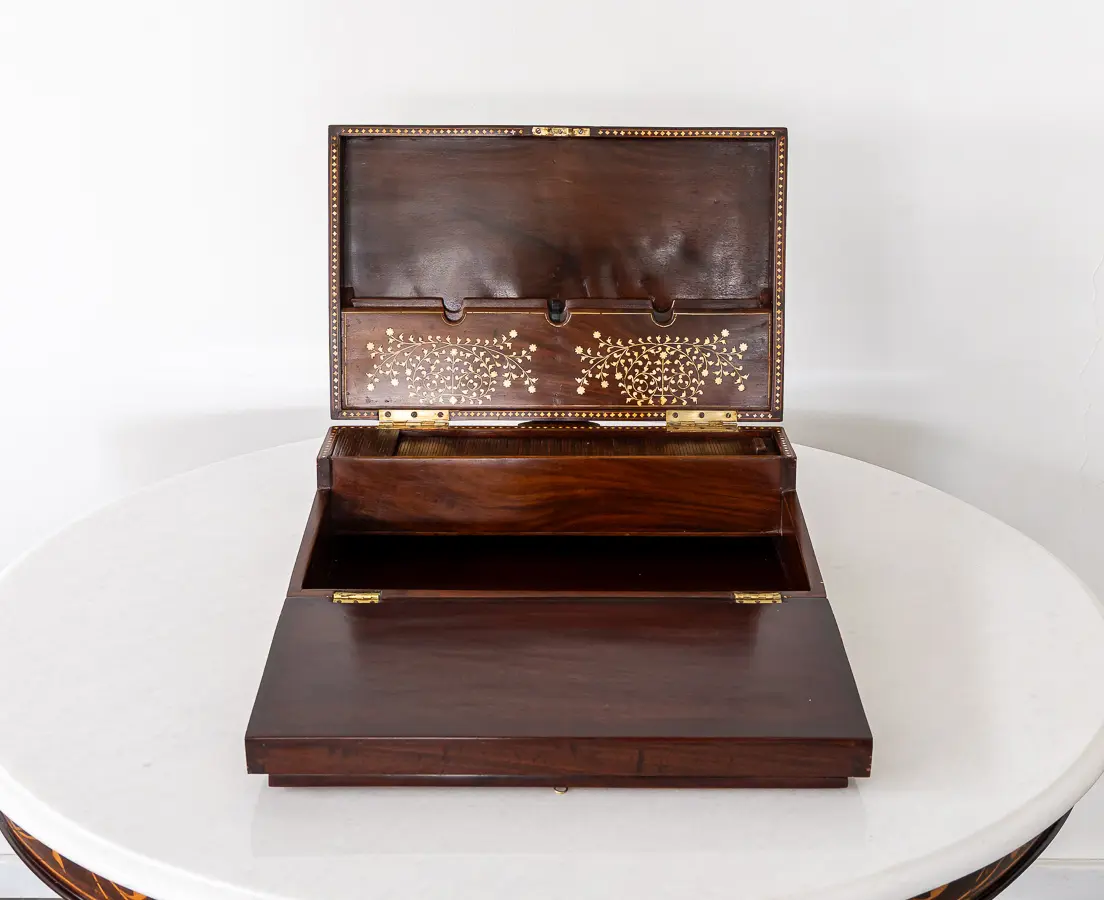 Rosewood Writing Box with Ivory Inlay