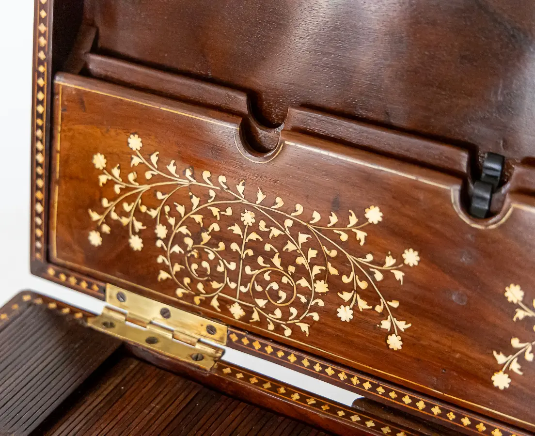 Rosewood Writing Box with Ivory Inlay