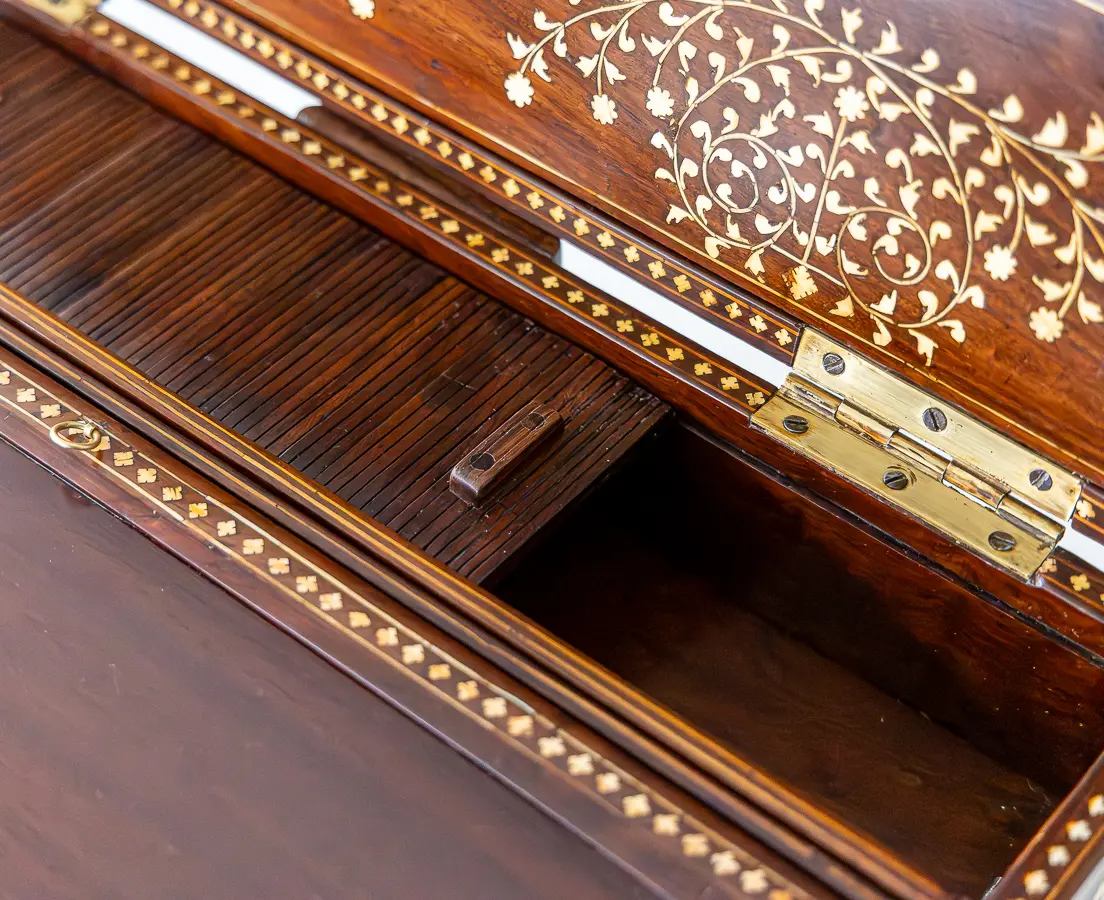 Rosewood Writing Box with Ivory Inlay