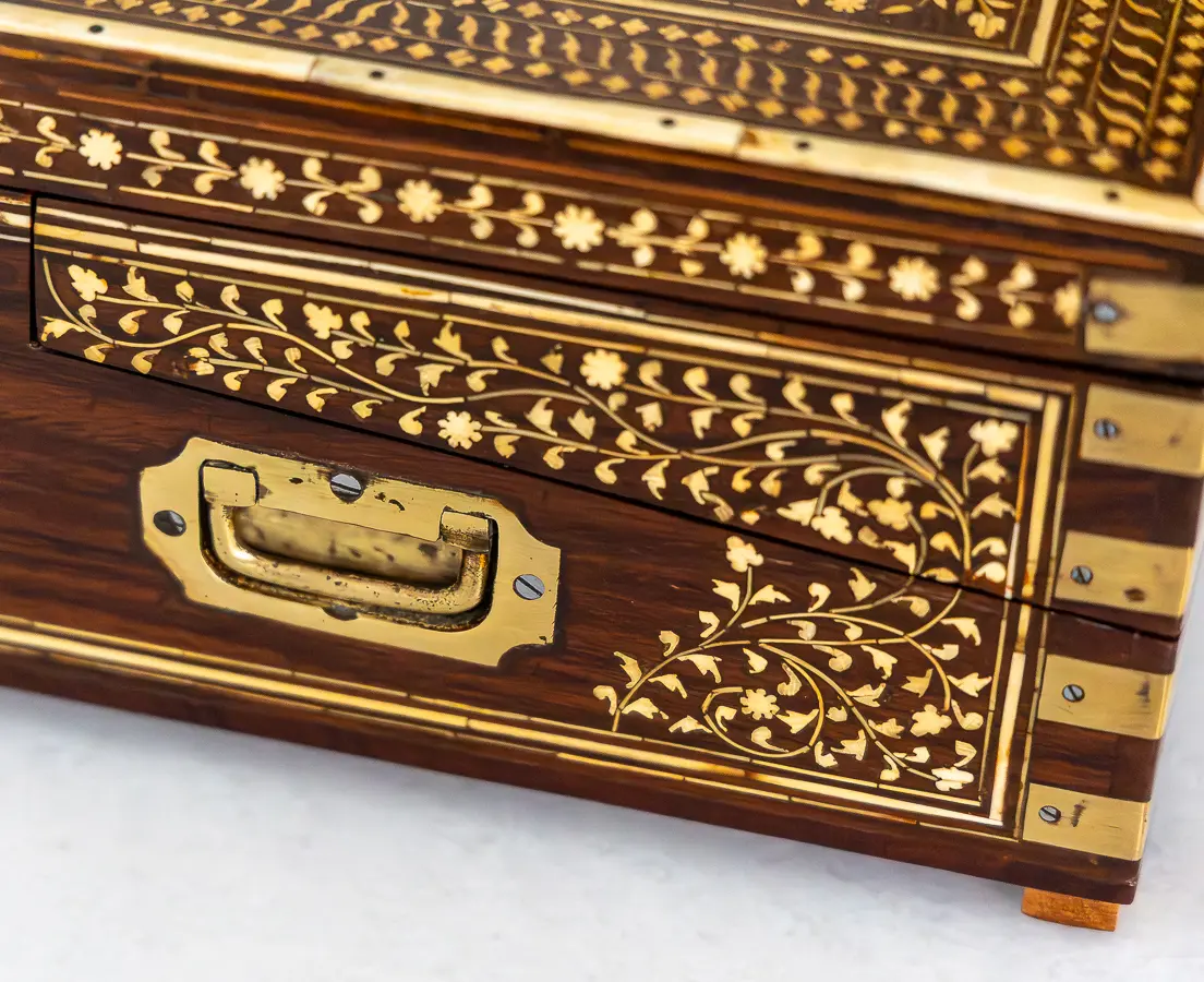 Rosewood Writing Box with Ivory Inlay