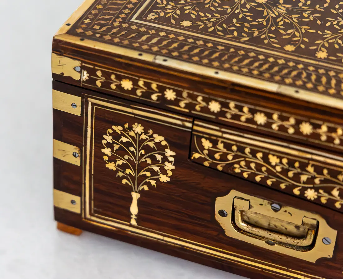 Rosewood Writing Box with Ivory Inlay