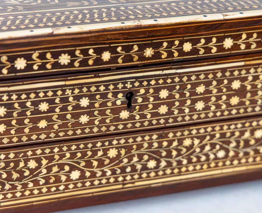 Rosewood Writing Box with Ivory Inlay