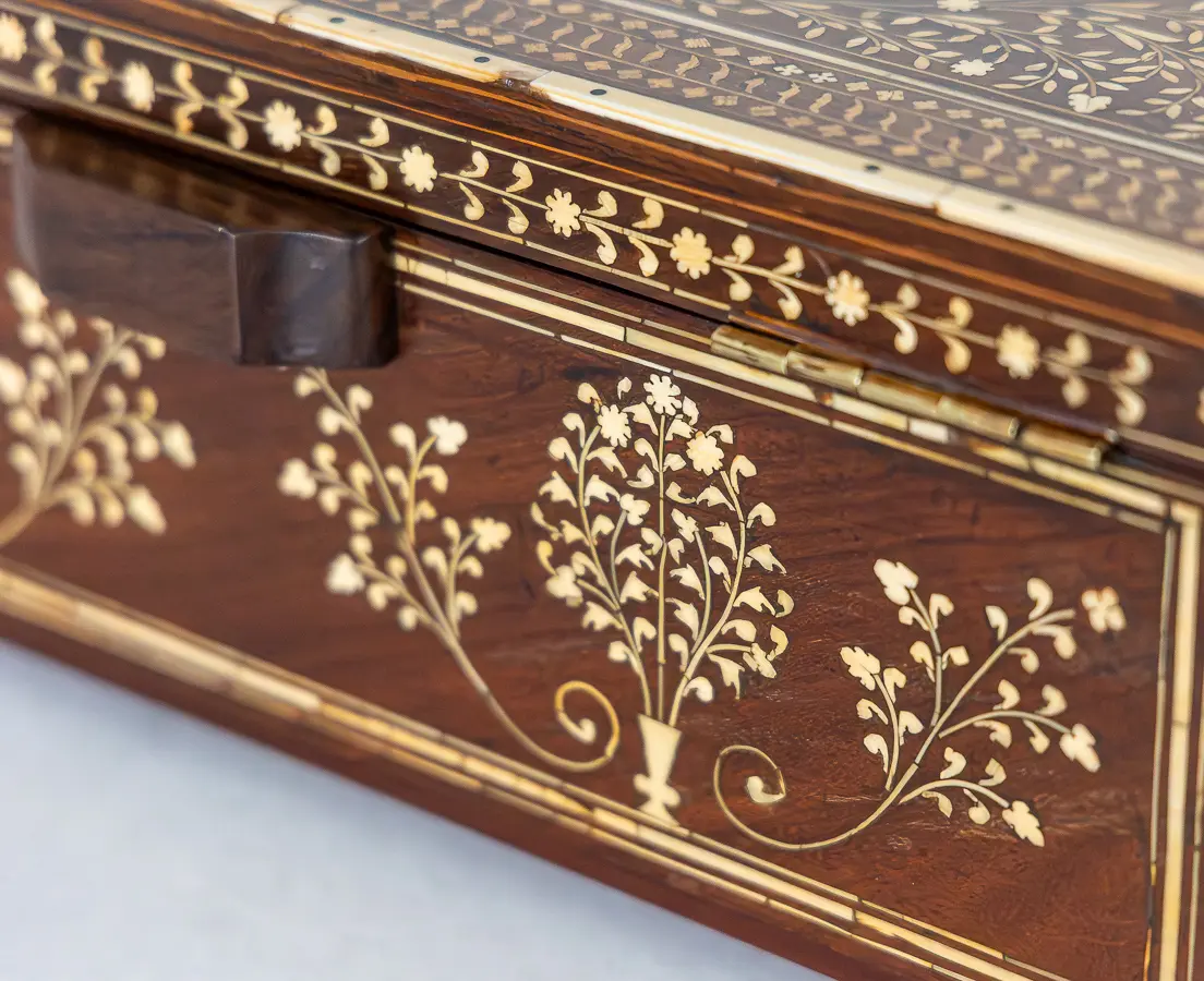Rosewood Writing Box with Ivory Inlay