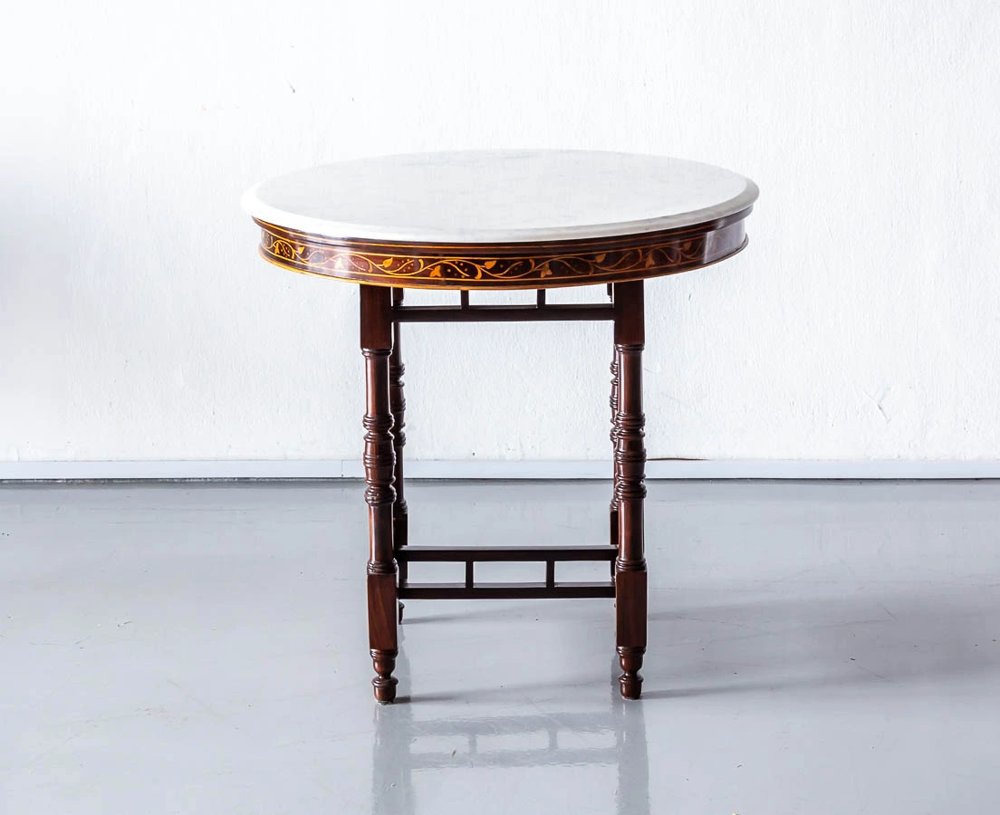 Portuguese Colonial Rosewood Marbe Top Table l The Past Perfect Collection l Singapore