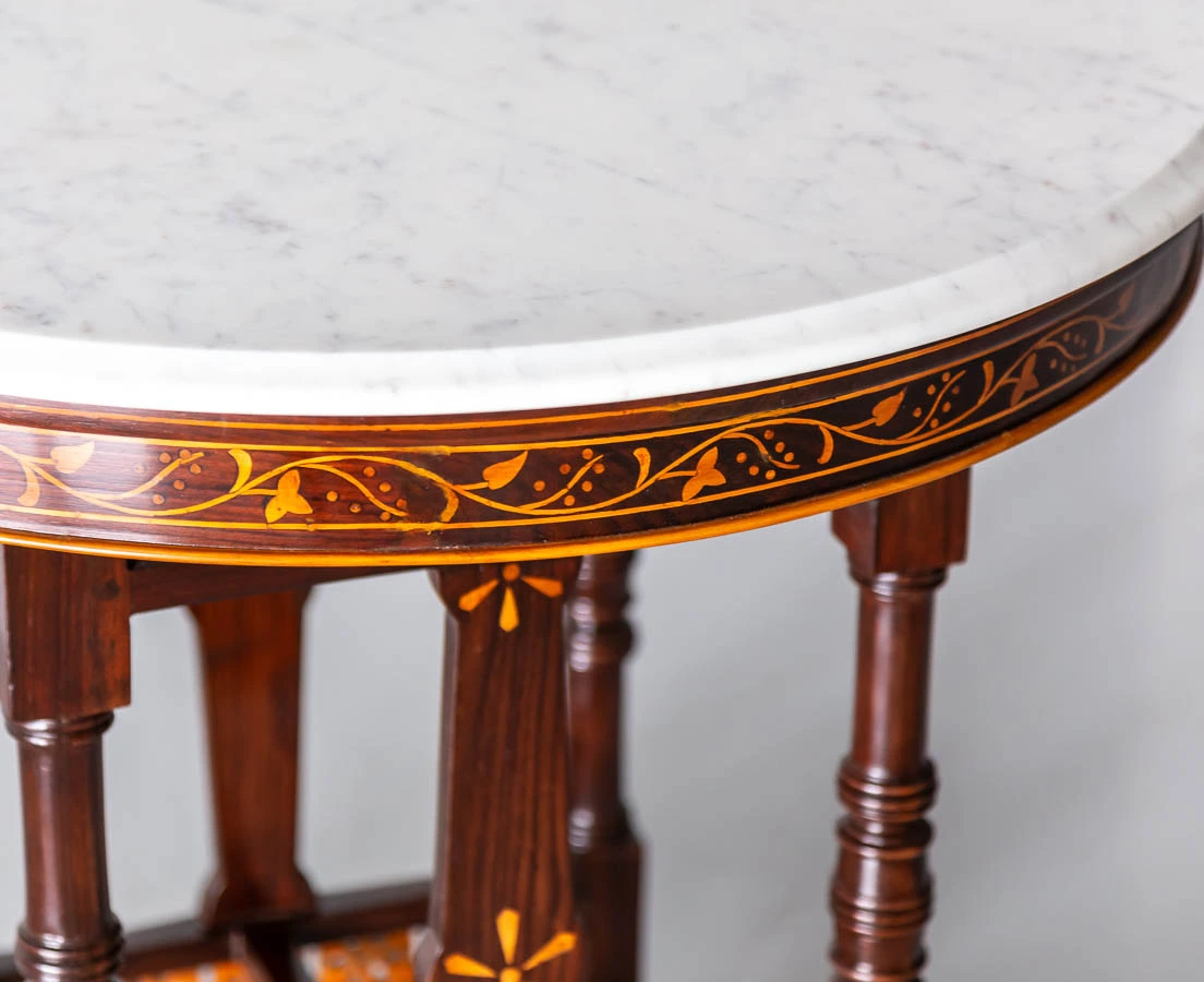 Portuguese Colonial Rosewood Marbe Top Table l The Past Perfect Collection l Singapore