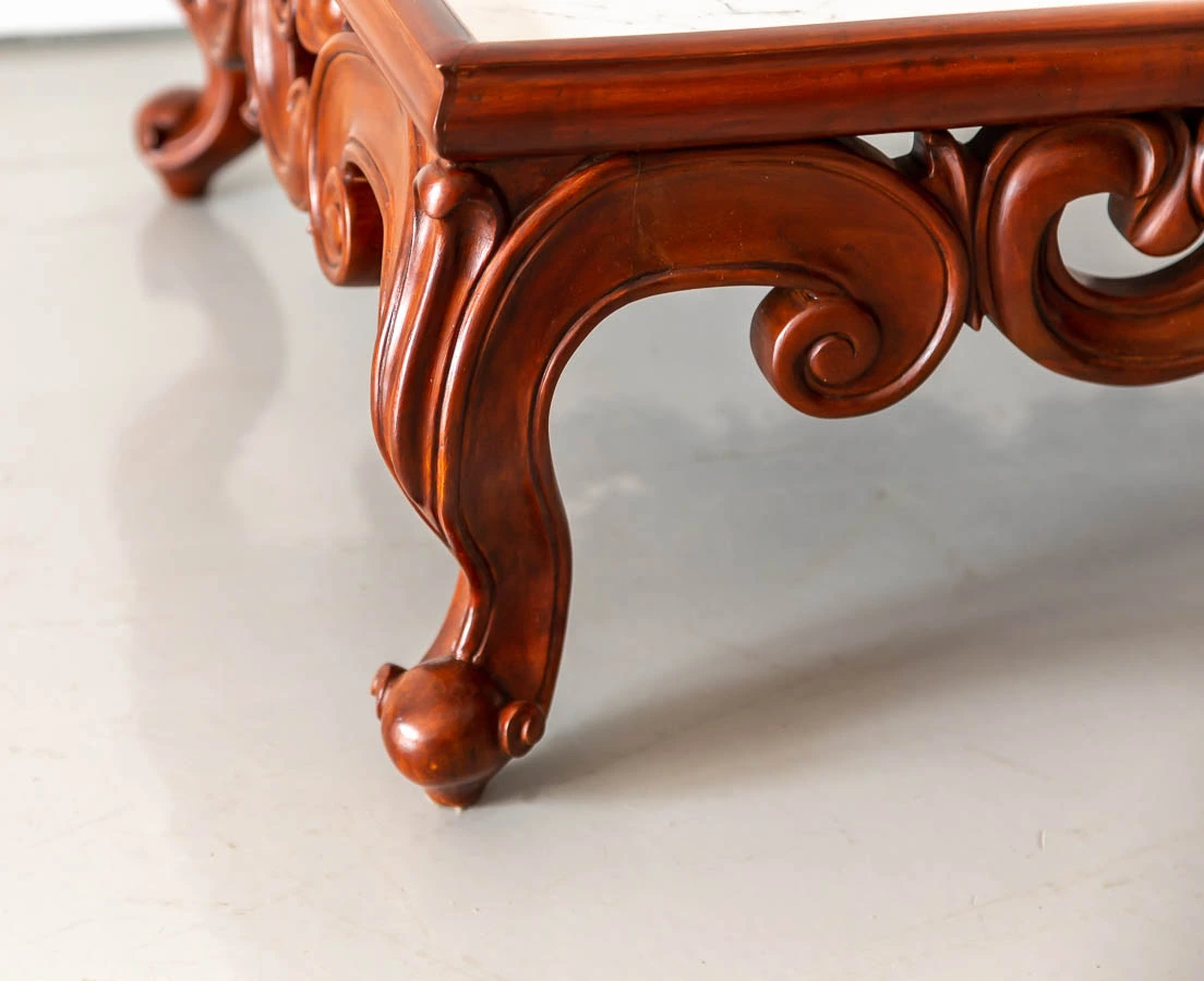 British Colonial Mahogany Coffee Table with Marble Top l The Past Perfect collection l Singapore