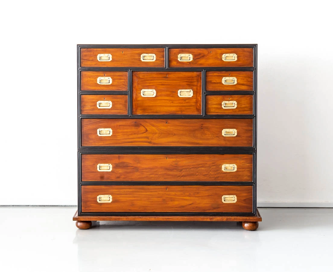 Antique British Colonial Camphor Campaign Chest of Drawers l The Past Perfect Collection l Singapore CUP-511-2L