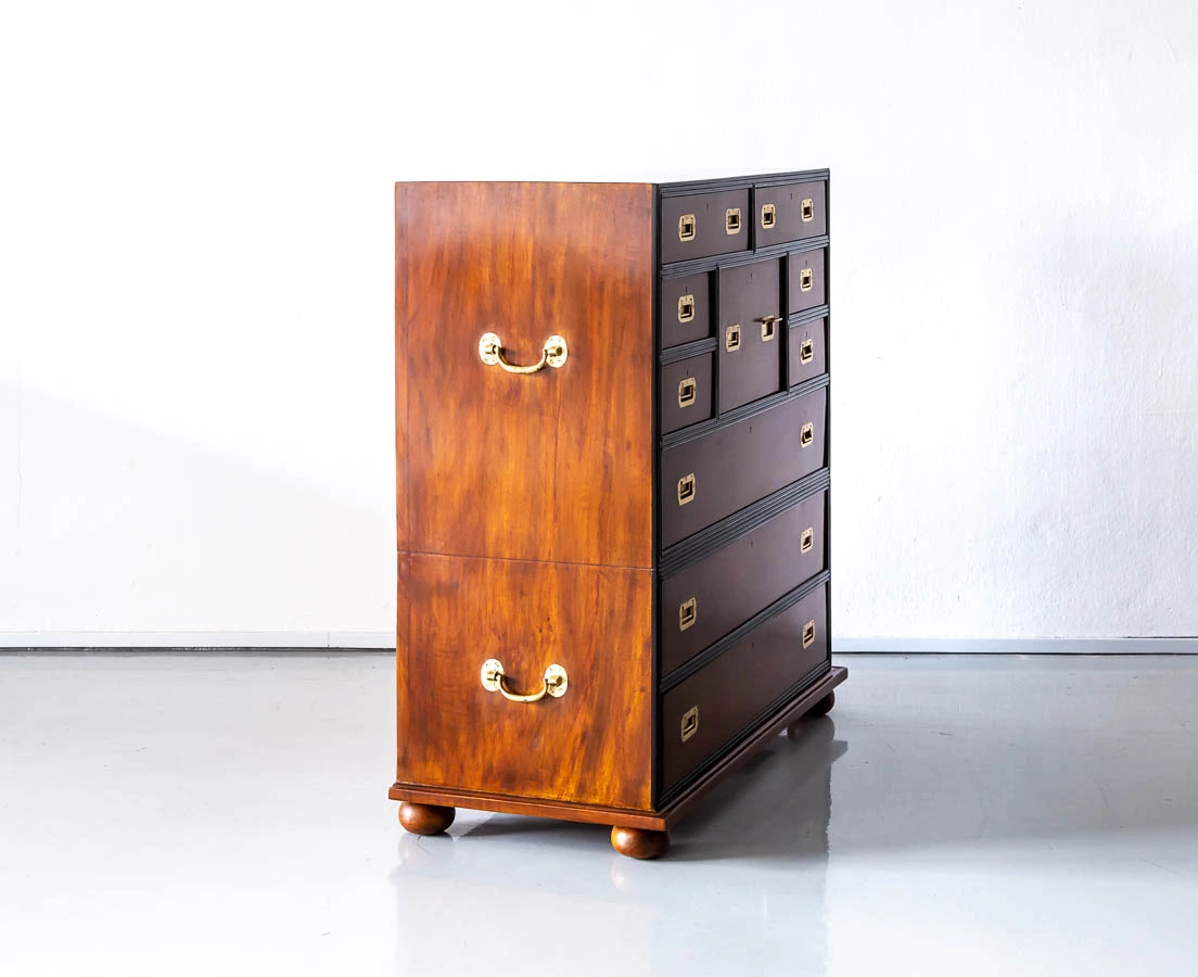 Antique British Colonial Camphor Campaign Chest of Drawers l The Past Perfect Collection l Singapore CUP-511-3L